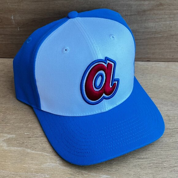 MITCHELL & NESS MLB ATLANTA BRAVES RETRO LOGO PRO CROWN SNAPBACK HAT Blue NEW - Picture 1 of 3